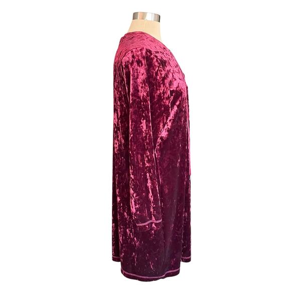 City Streets Burgundy Velvet Shift Dress Laced Neck Sz 1X Whimsygoth Valentines - Picture 4 of 7